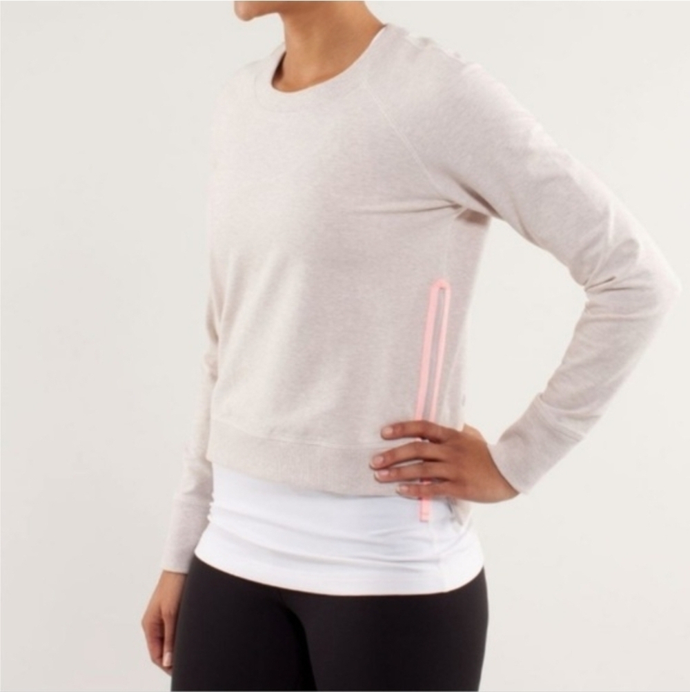 Lululemon Rejuvenate Crewneck Pullover Sweatshirt sz 2 Dune color side zipper